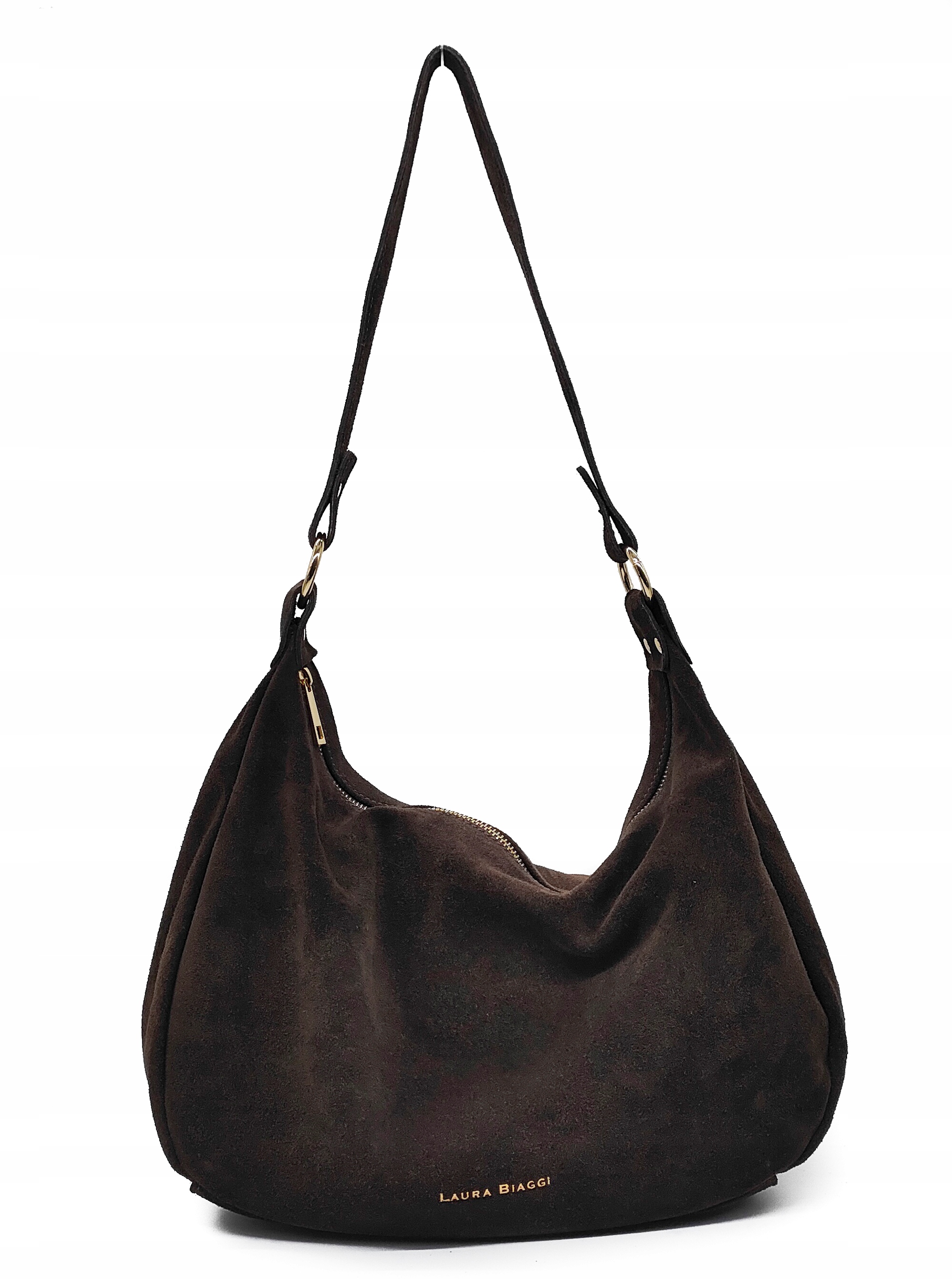 Semišová kabelka vak hnědá čokoládová Laura Biaggi