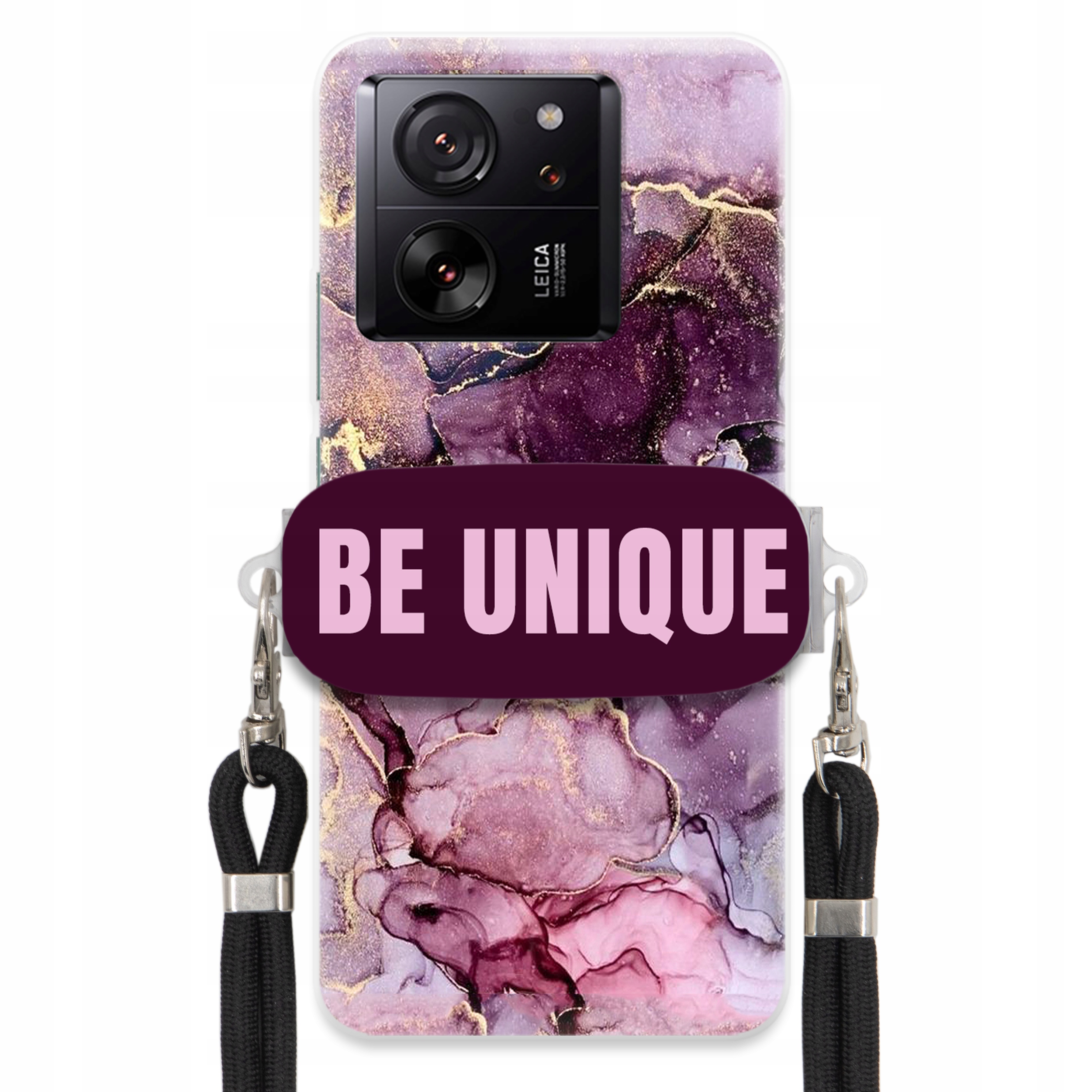 Prémiové puzdro pre Xiaomi 13T držiak na šnúrku Čierny fialový mramor
