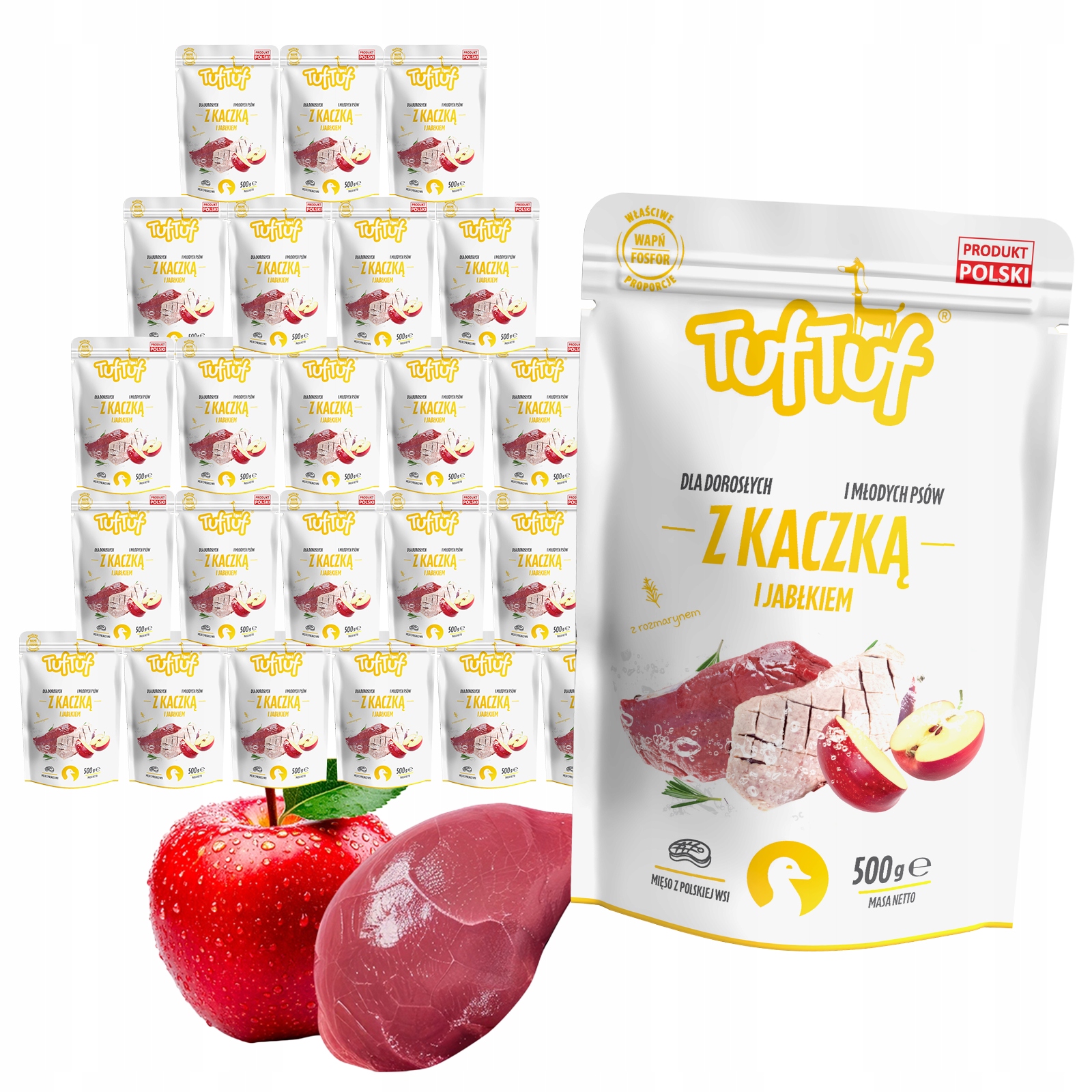Levně Vlhké Krmivo Pro Psa TufTuf Sáček Mletá Kachna S Jablkem 24x500 g