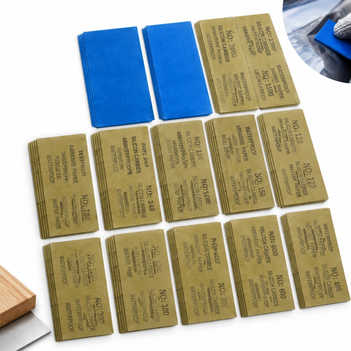 Papiery Wodne Zestaw Papier Ścierny Wodny Arkuszy P120-P3000 Zestaw 42 Szt