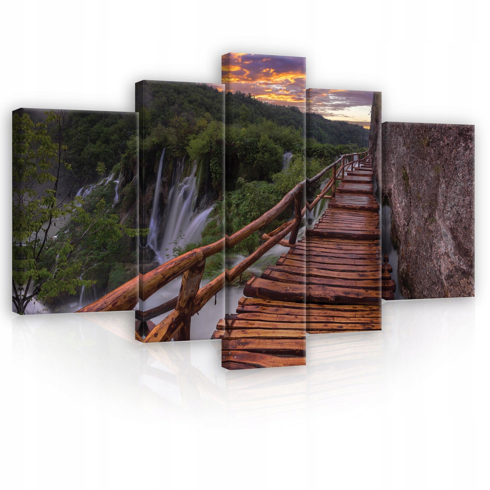 Obraz 170x100 Vodopád príroda krajina most drevený les pokoj