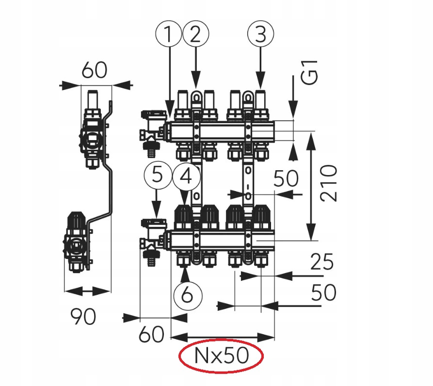 Rozdzielacz Ferro 8 obwodów N-RZP08S