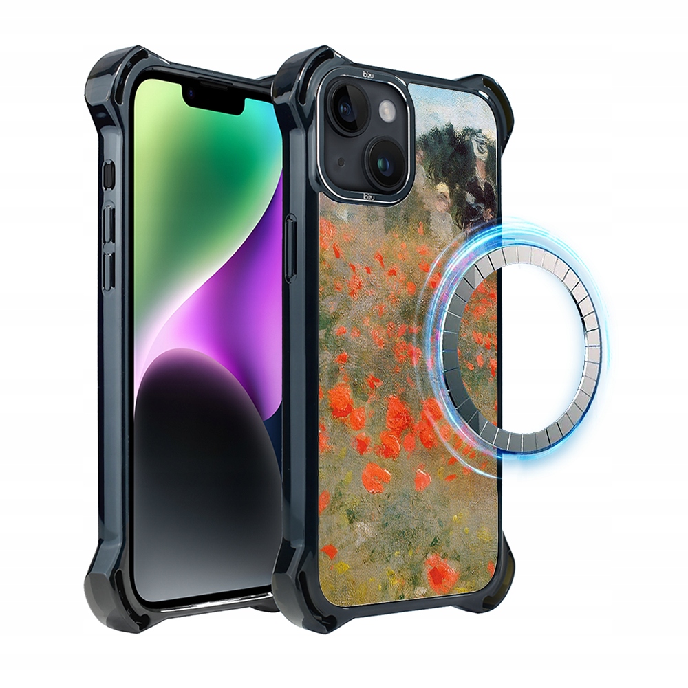 Pouzdro pro iPhone 14 Plus Ibizu DropGuard Ultra s MagSafe, pole máků