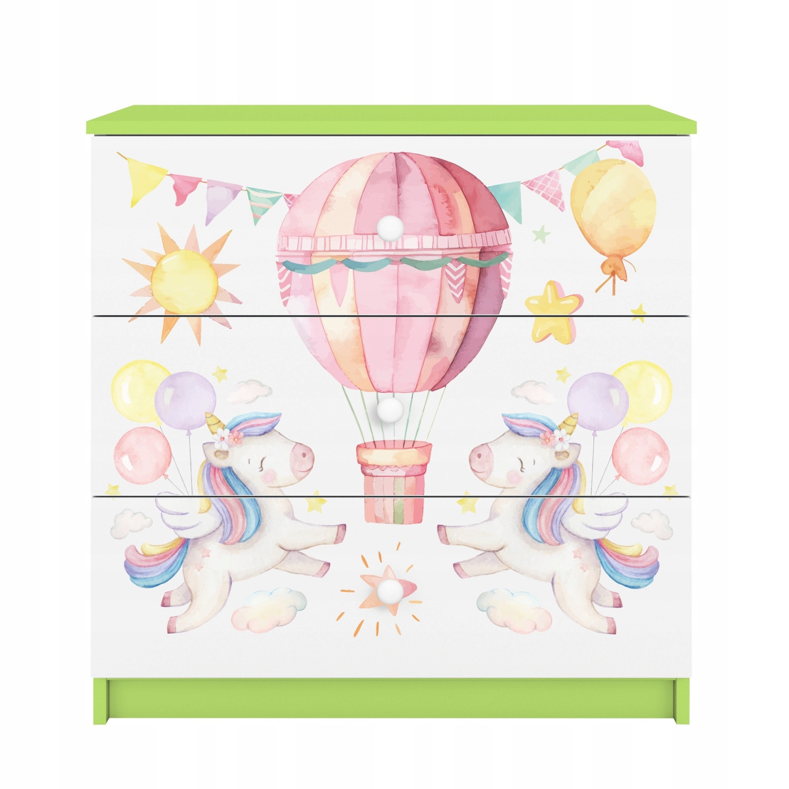 Komoda Babydreams zelená grafika Balonek 80 cm