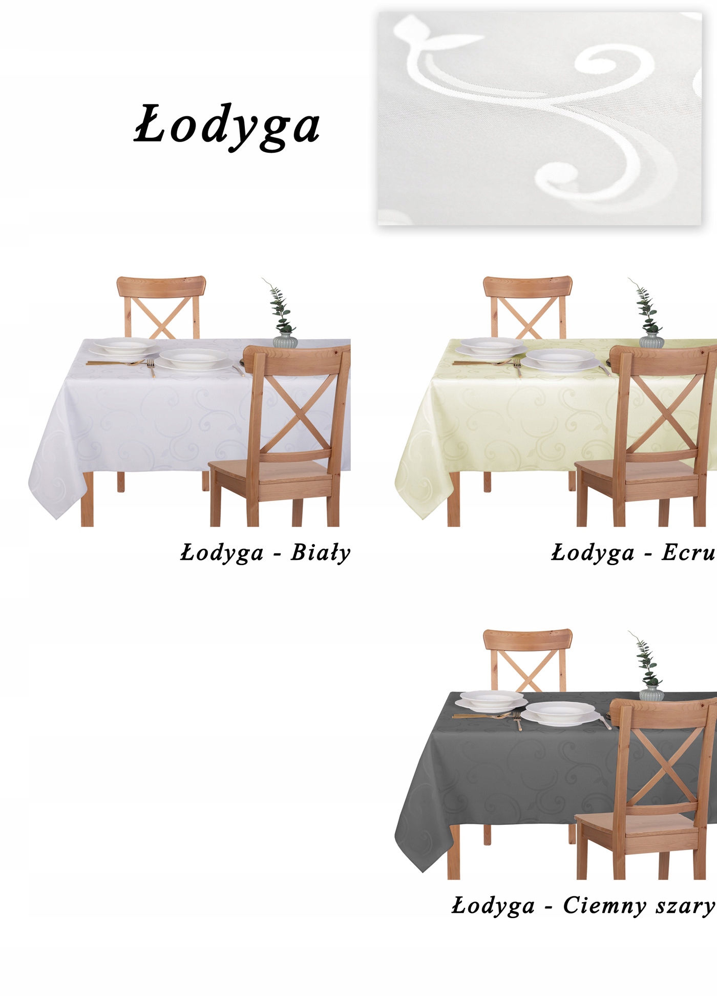 OBRUS PLAMOODPORNY - 140X300 - ŻAKARD BIAŁY GRUBY Długość 300 cm