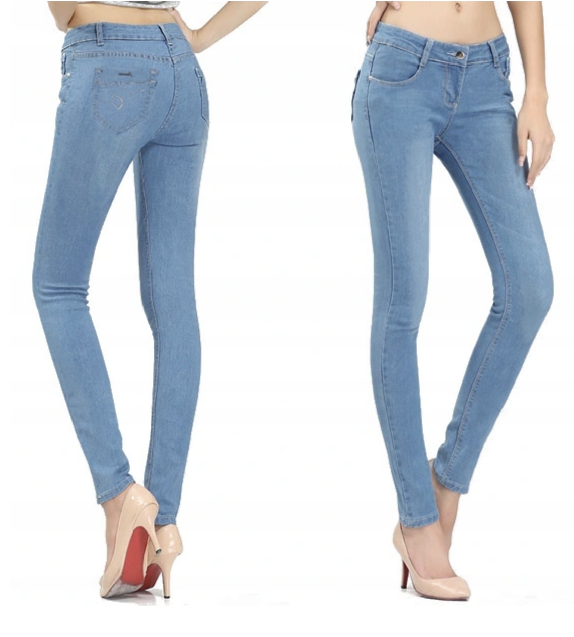 

Spodnie Rurki Damskie Jeansy Niebieskie 2906 88 cm