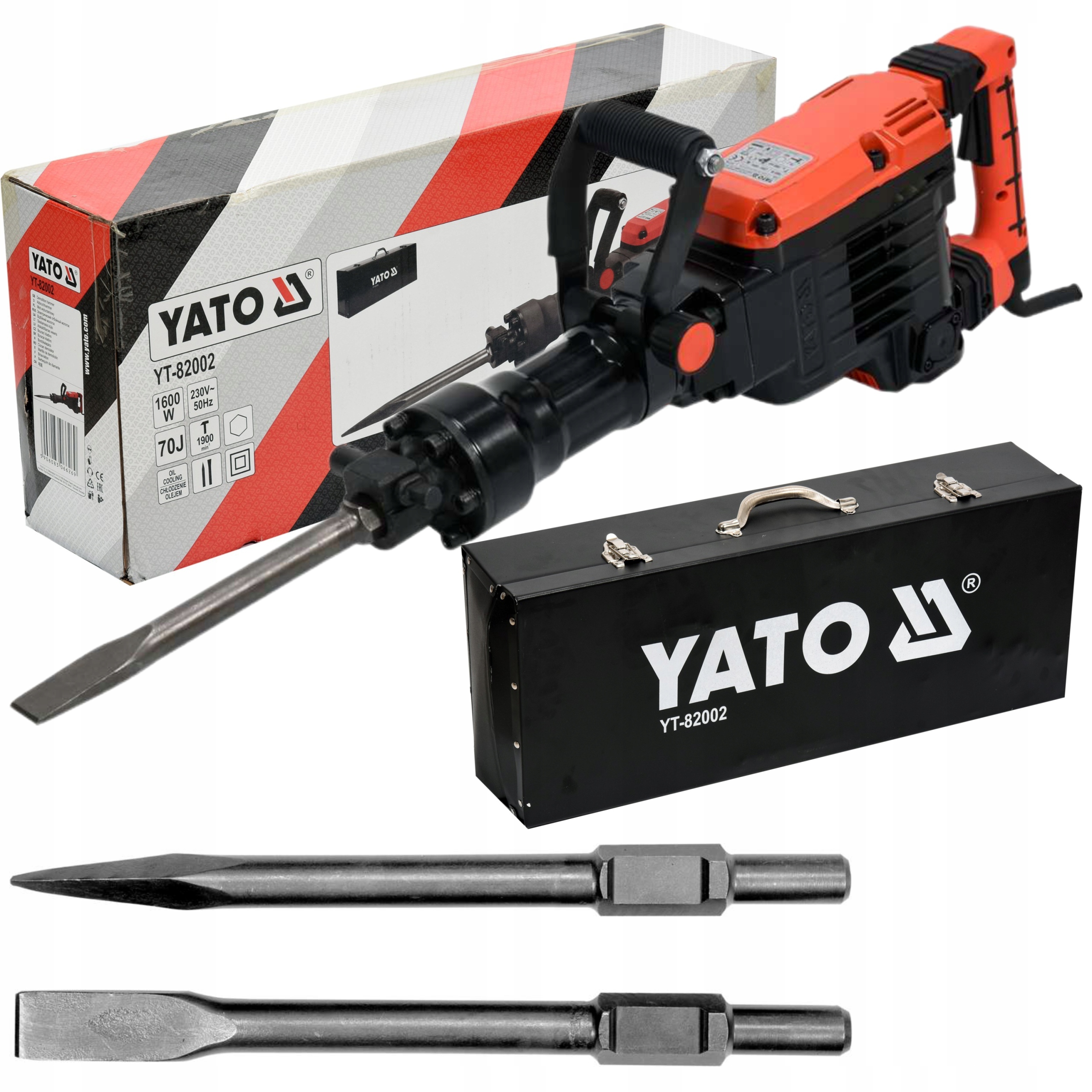 Młot Wyburzeniowy Chłodzony Olejem 70J YT-82002 Hex 1600W Beton Żelbet