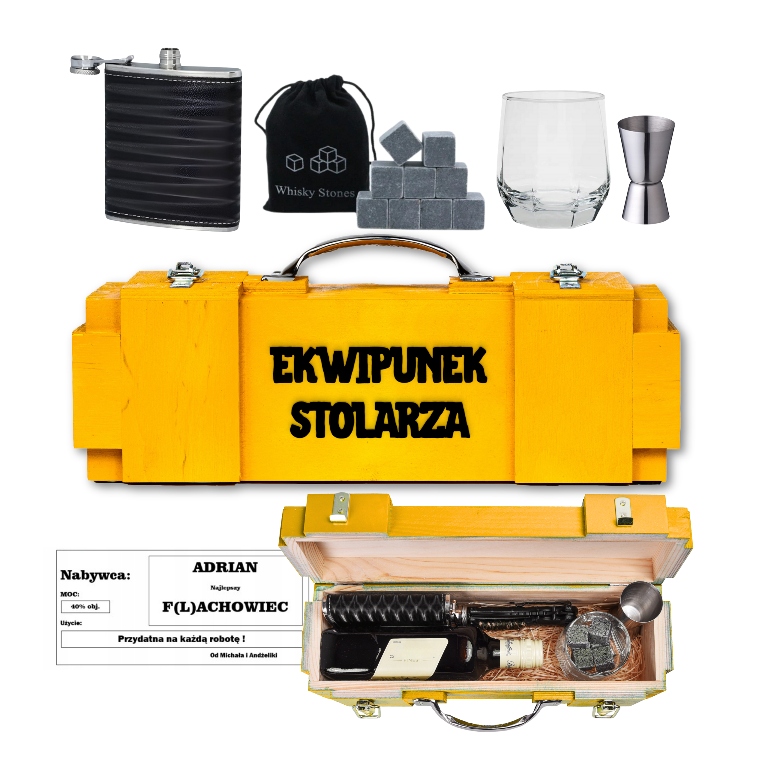 Dárková Sada pro kolegu Truhláře k 18-99. narozeninám Krabička na alkohol