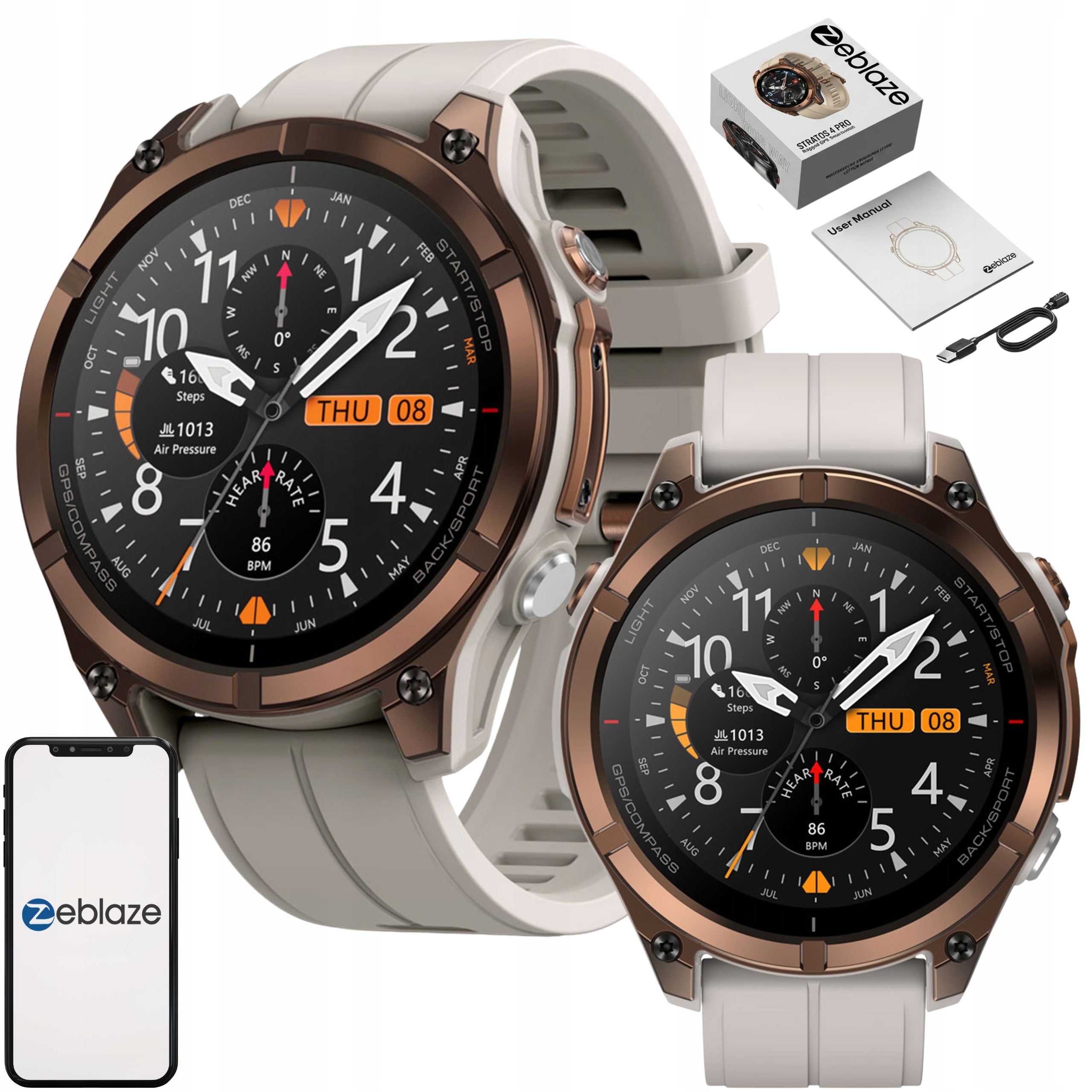 Inteligentné hodinky Zeblaze Stratos 4 Pro Športové hodinky Gps Amoled 500 mAh Hnedé