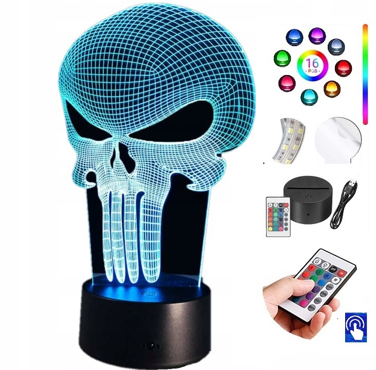 

Lampka Nocna Punisher Czaszka Rgb Led Plexido