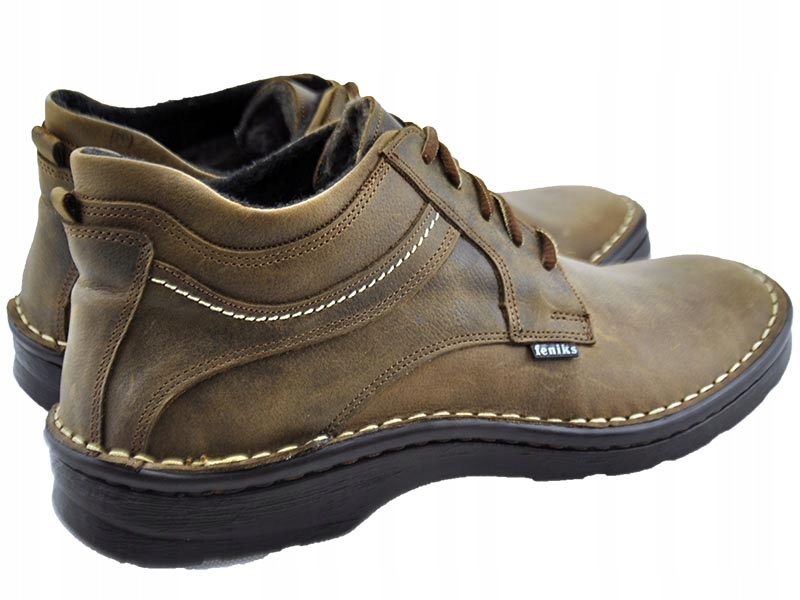 MĘSKIE POLSKIE TRZEWIKI SKÓRZANE 253 BRĄZ 46 Kolekcja Jesień Zima