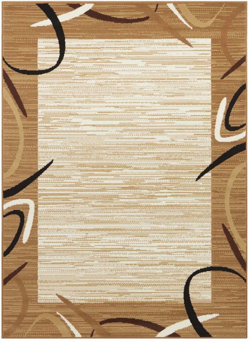 Moderný hnedo-krémový koberec do obývačky s mäkkým krátkym vlasom 180x260