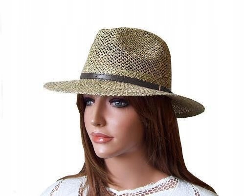KAPELUSZ SŁOMKOWY AŻUROWY MĘSKI DAMSKI LATO LETNI 59 cm Rozmiar (obwód głowy w cm) 59