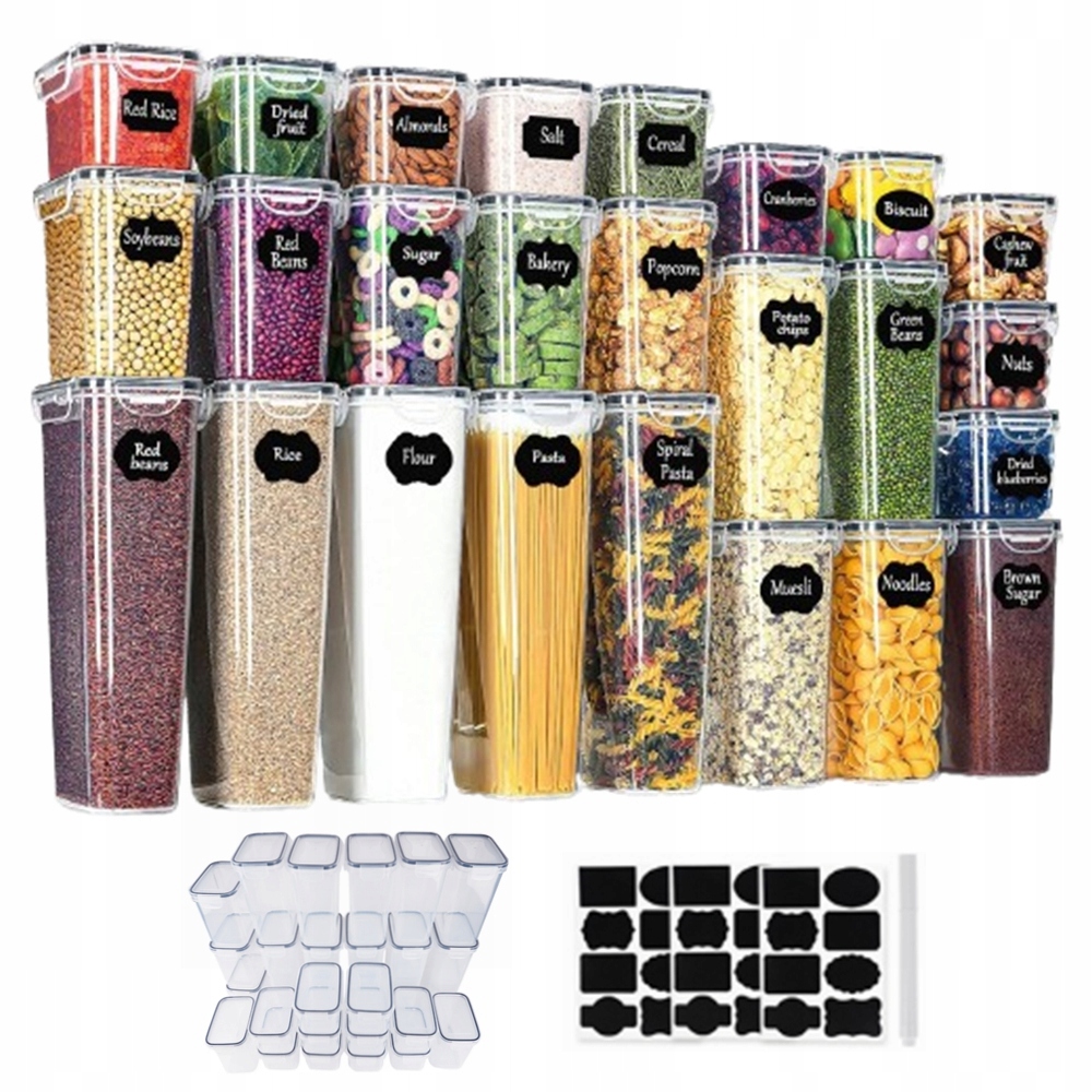 Nádoby na potraviny, sada 25 ks, nádoba 2,8 l 2 l 1,4 l 0,8 l Bonus