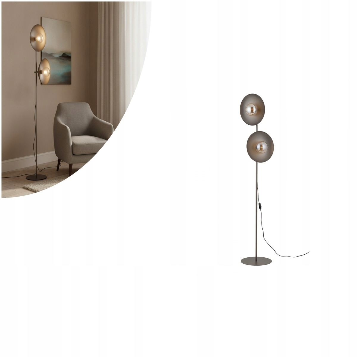 Podlahová lampa hnedá Slate loft s moderným akcentom v obývacej izbe Tk Lighting