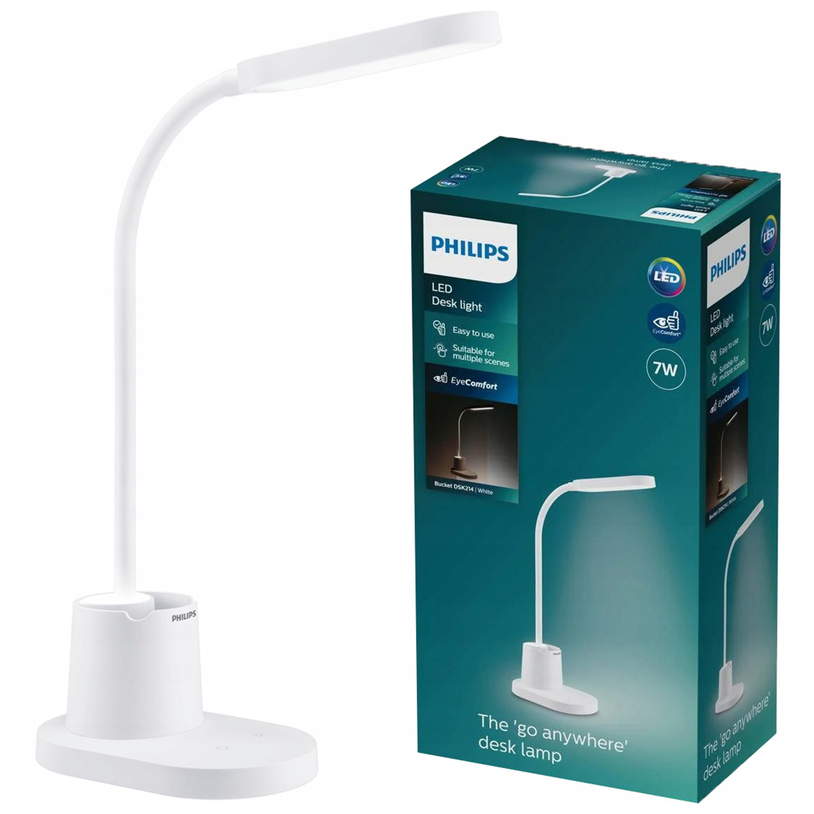 Stolní lampa Školní noční Led 7W Cct Stmívatelná Usb Bílá Philips