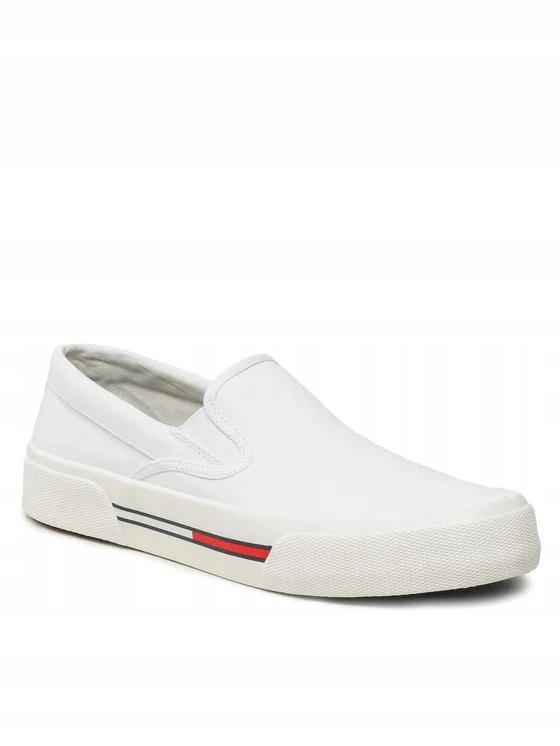 Tommy Jeans Bílé Slip On S Pruhy Na Boku Pánské Tenisky 42 U_a