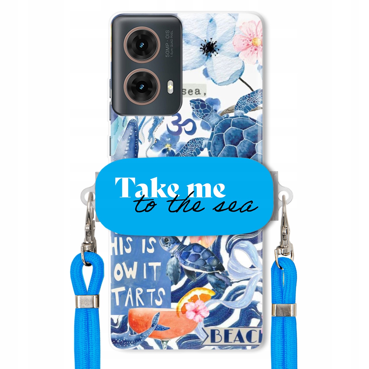 Puzdro pre Motorola G85 Premium Vodítko Modrá Držiak Take Me To The Sea