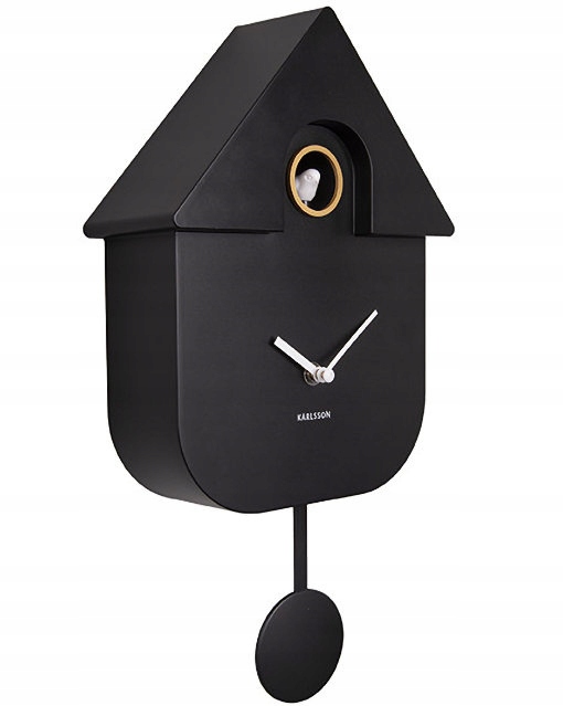 Černý Klasický Moderní Hodinový Stroj S Kukačkou A Kyvadlem Karlsson KA5768BK