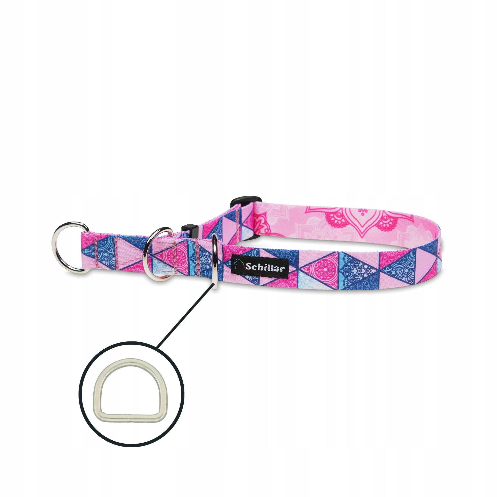 Levně Polostahovací obojek pro velkého psa růžový ale mandale! L XL 40-60 cm