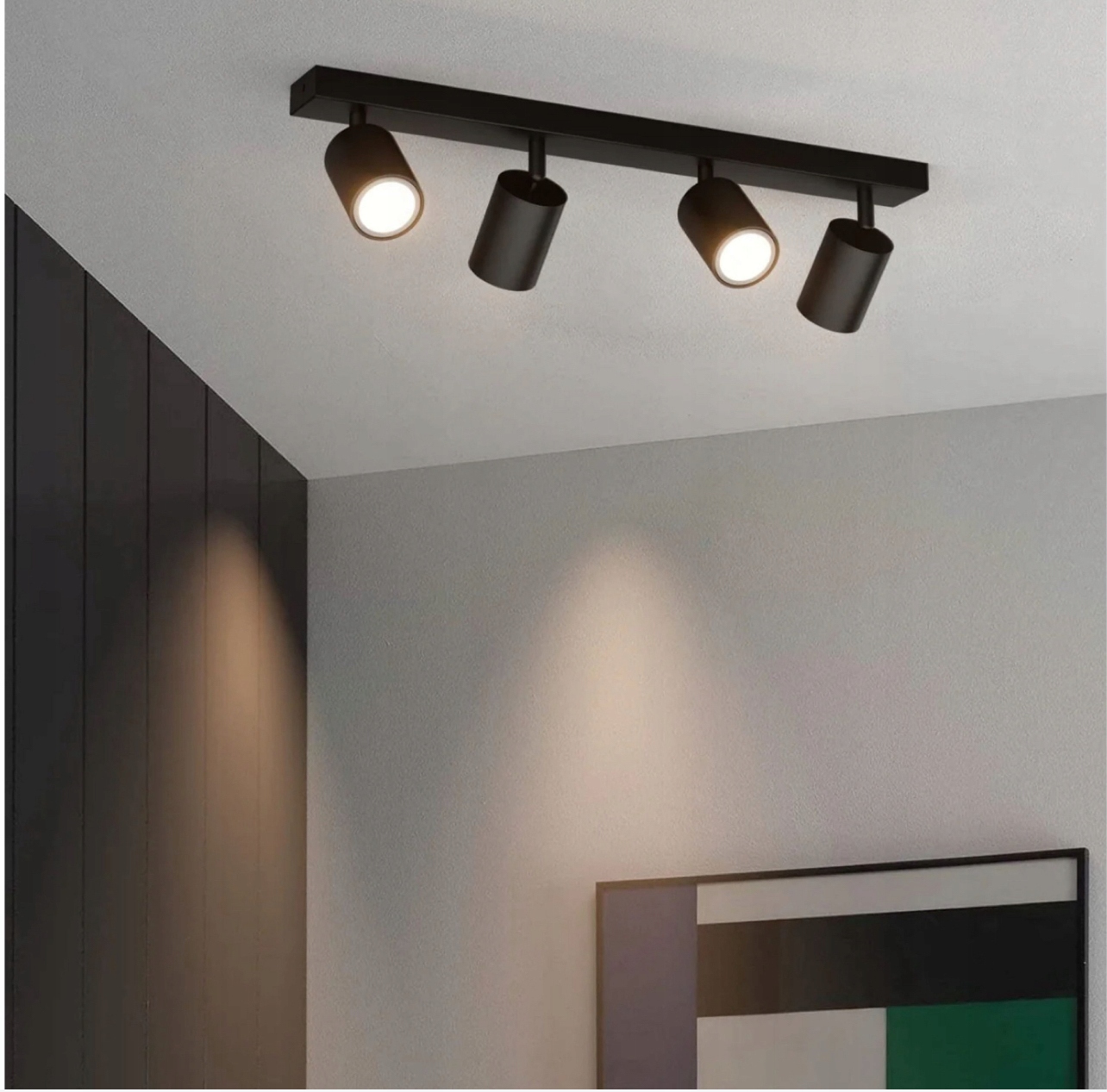 Stropní reflektory GU10 se 4 reflektory – černé, nastavitelné a otočné
