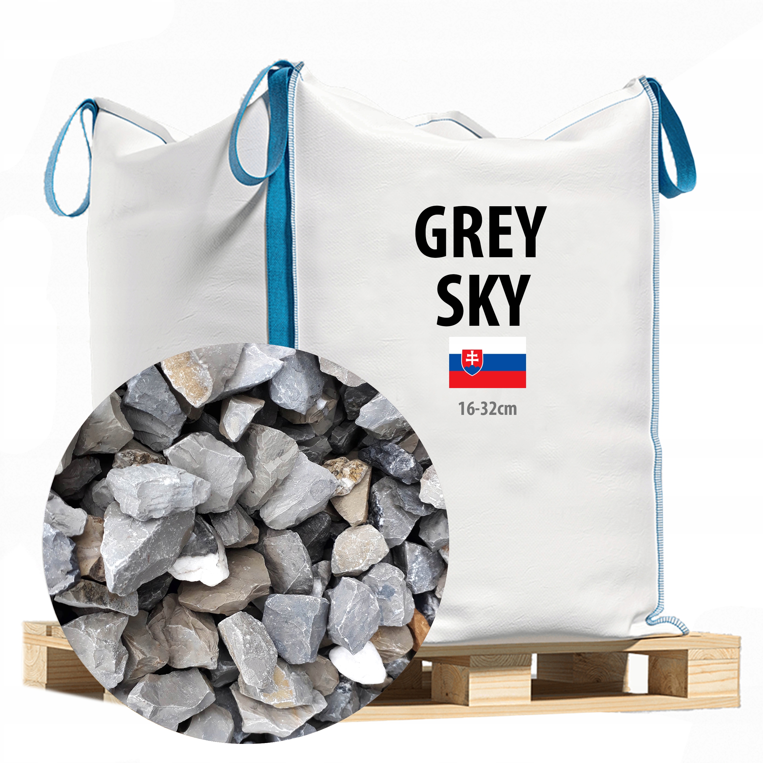 

Grys Ozdobny Ogrodowy Kamień Grey Sky 16-32mm Tona