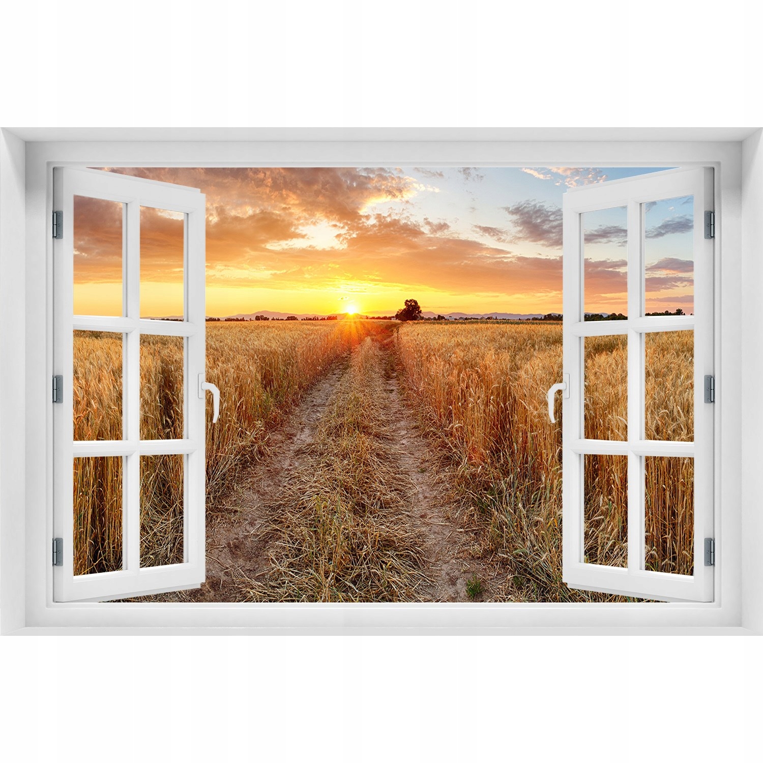 

Naklejka fototapeta 3D Okno Pole pszenicy 150x100