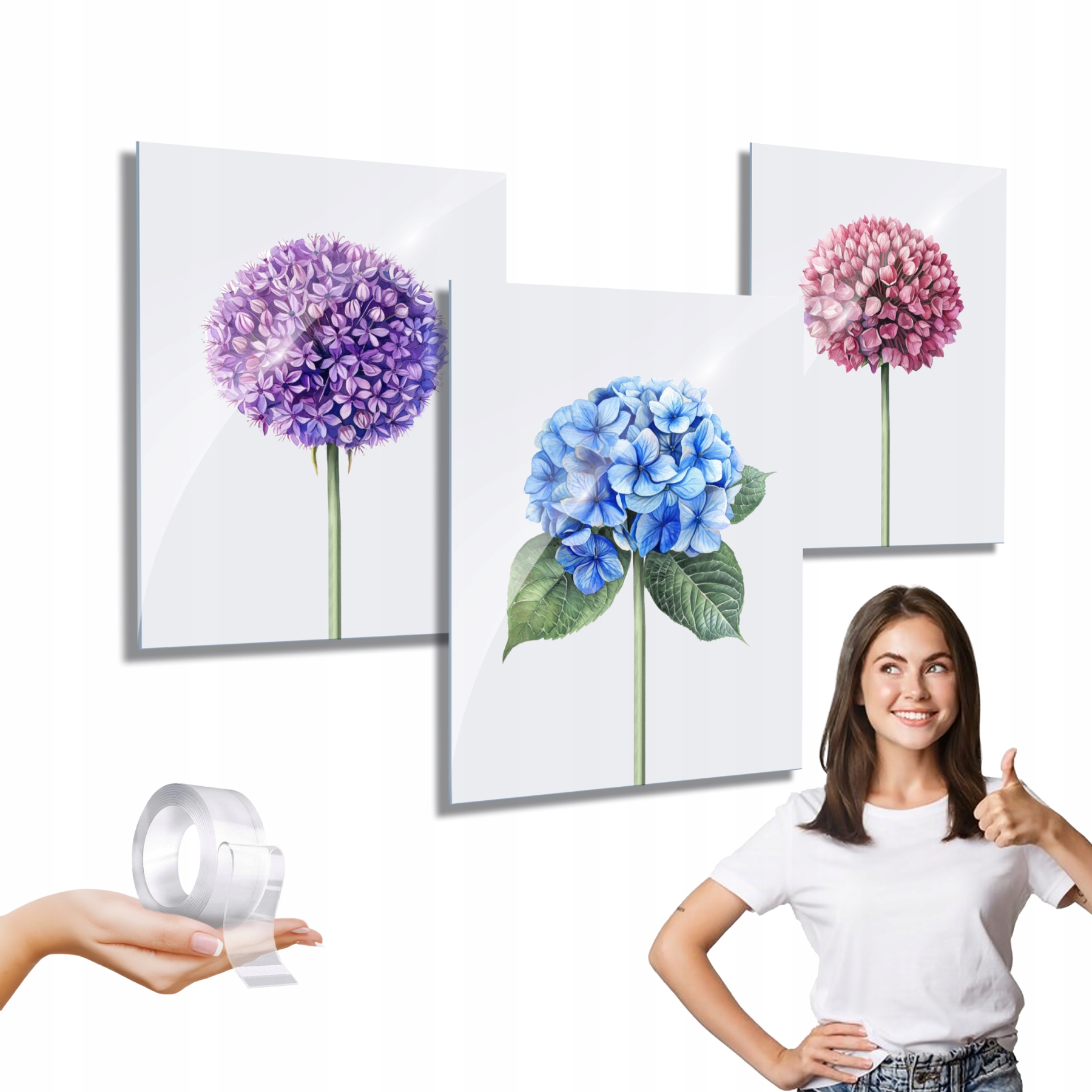 Obrazy na zeď Pastelové Květiny na plexiskle triptych 150x70