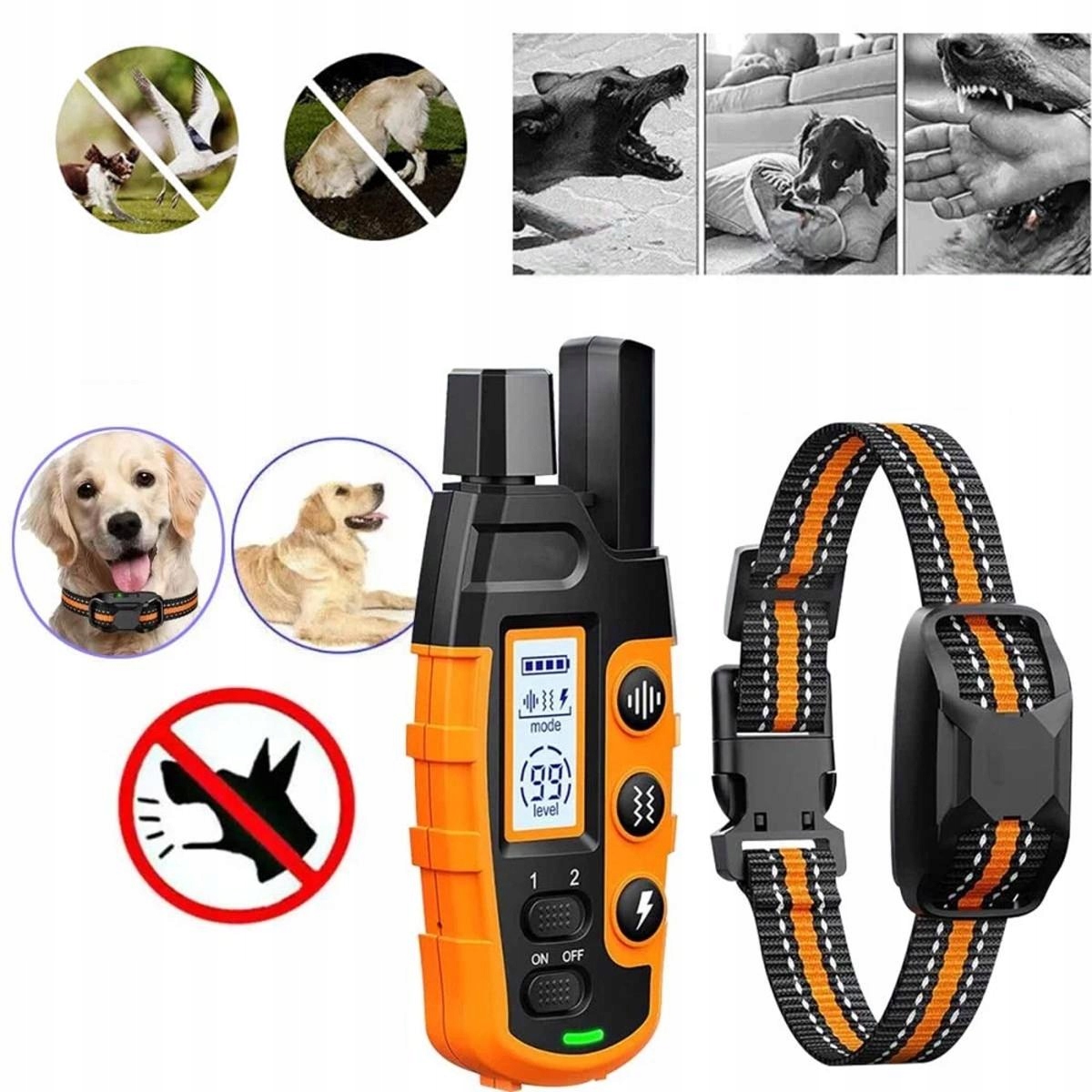 Levně Protištěkací Obojek S Dálkovým Ovládáním, Voděodolný Pro Výcvik