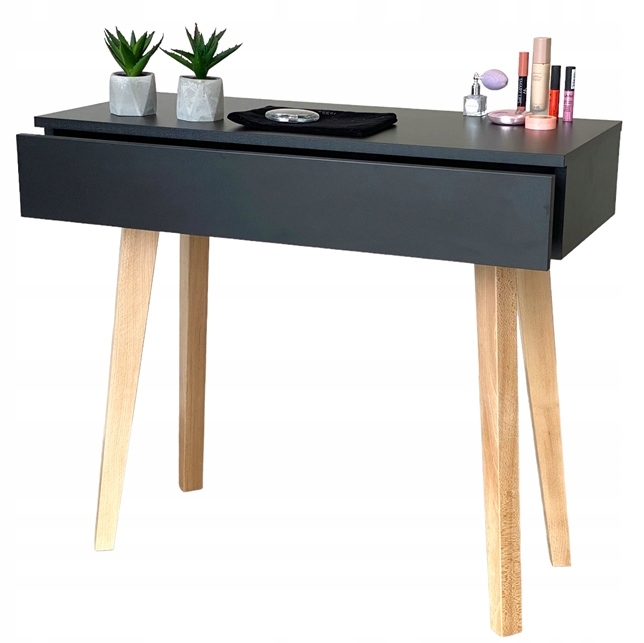 Toaletka Čierna Lena Drevené Nožičky Matná 90 CM