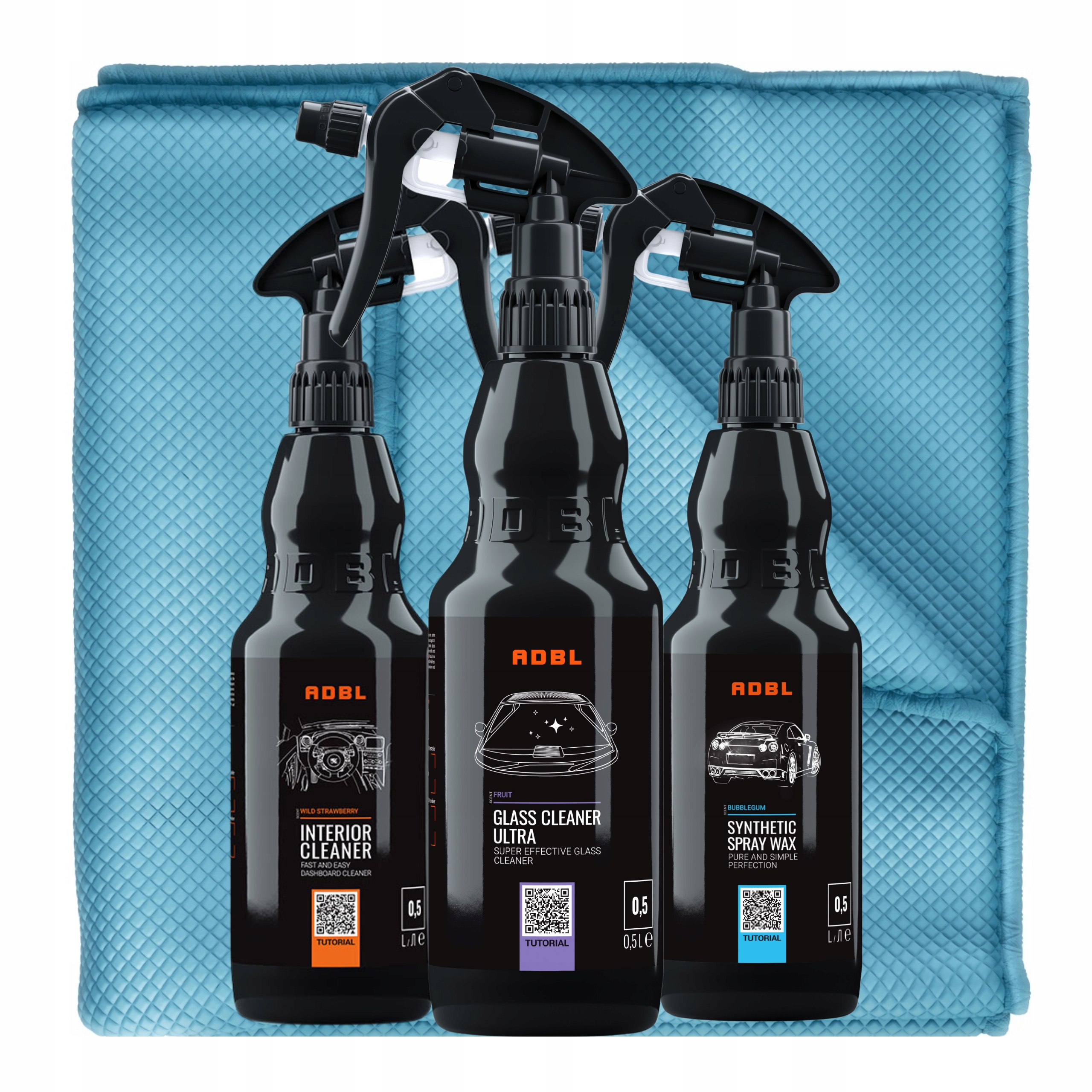 Adbl zestaw do czyszczenia szyb, wnętrza i zabezpieczenia lakieru 3x500ml