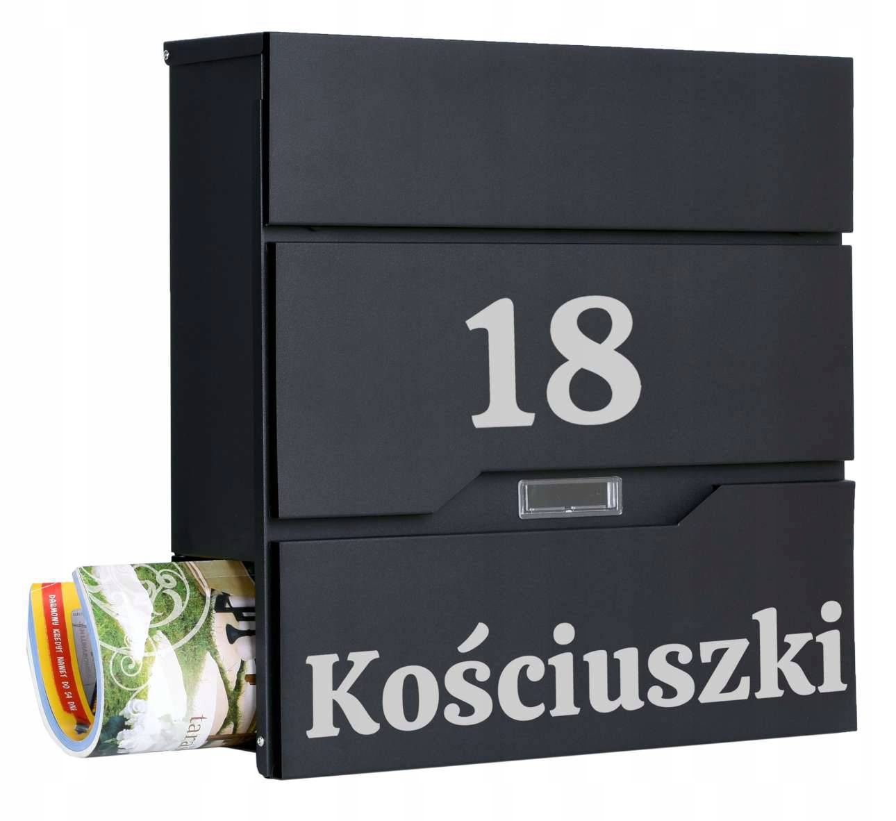 Poštovní schránka na dopisy Vidar Černá s nápisy