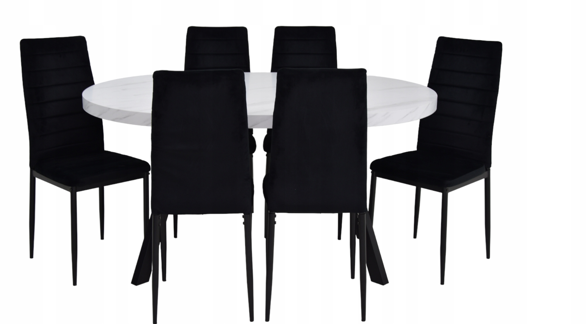 ZESTAW MEBLI DO JADALNI, SALONU MARMUR I CZERŃ Kształt blatu okrągły