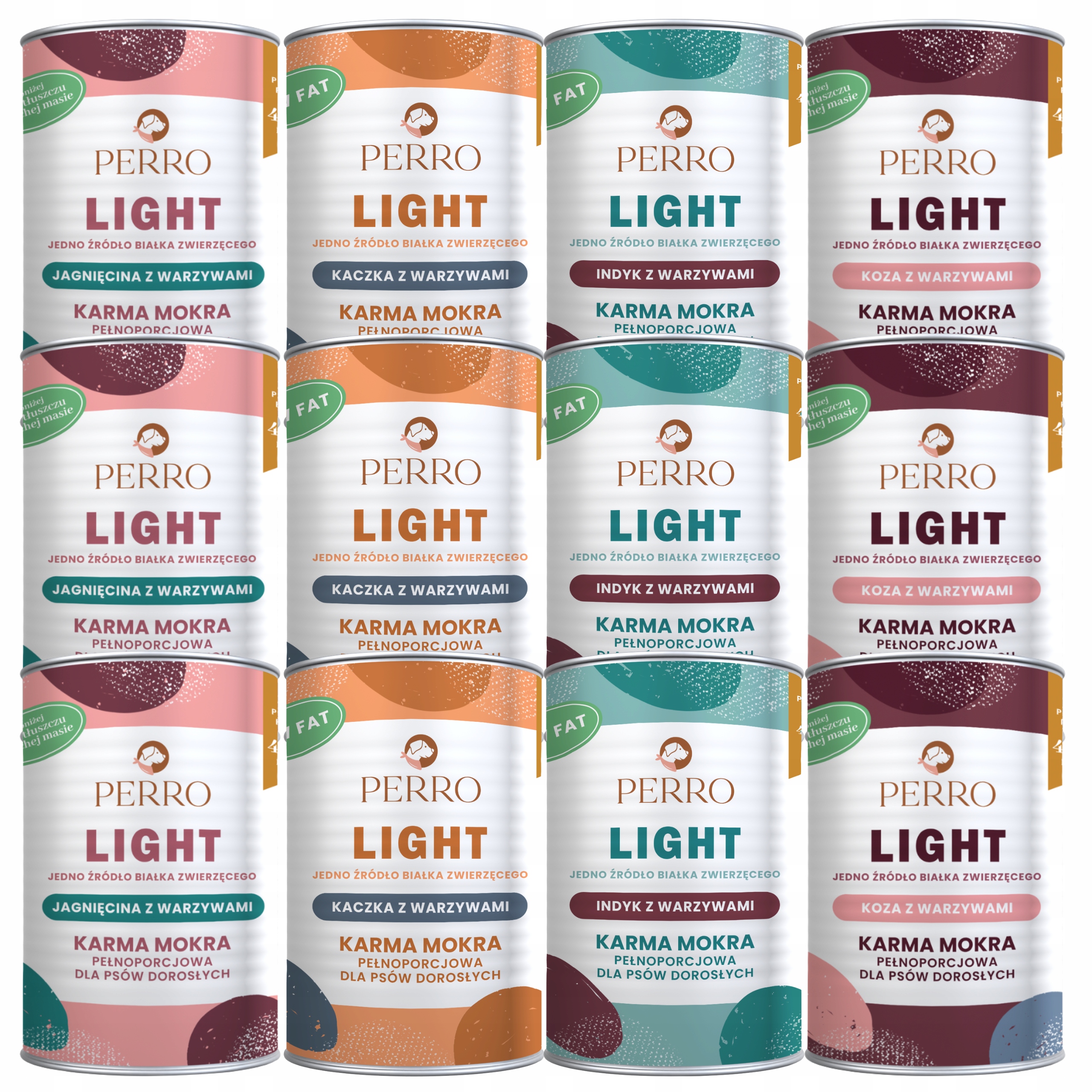 Levně Perro Light Monoproteinové krmivo pro psy mix chutí 12 x 400 g