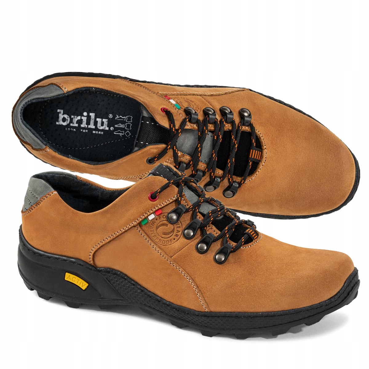 Brilu Buty Trekking Skórzane Żółte 42