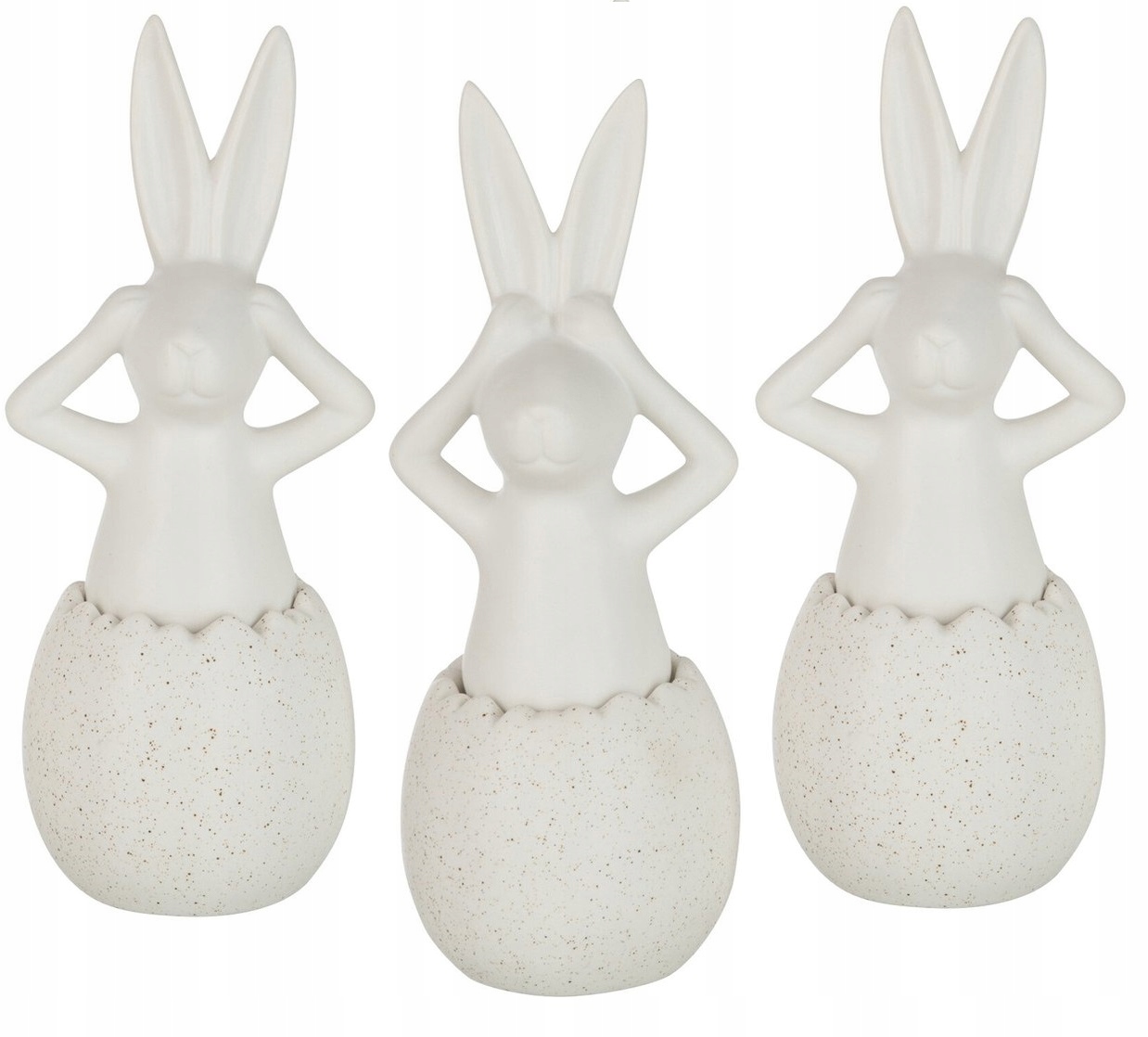 J-Line Velikonoční figurky sada 3 ks Zajíci keramika 25 x 9 cm bílá
