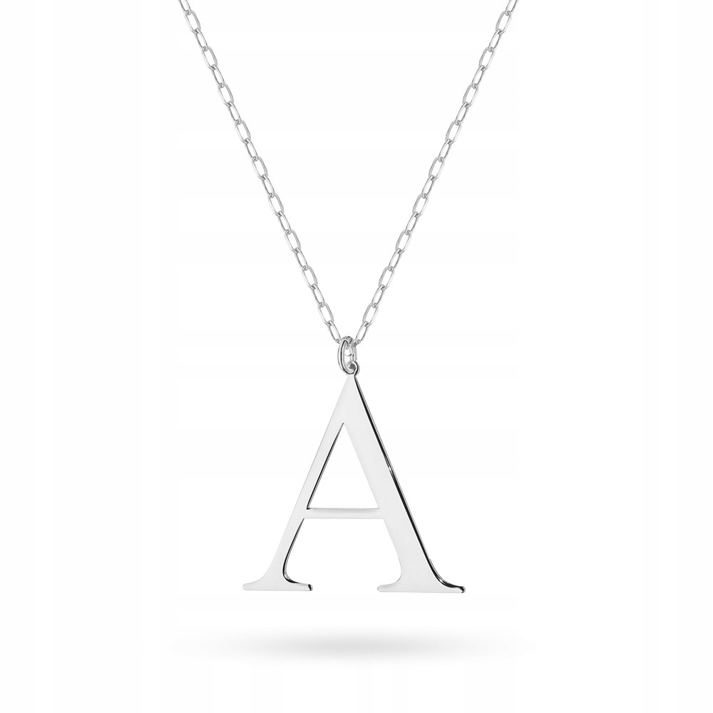 

Piękny Srebrny Naszyjnik pr. 925 Duża Literka A