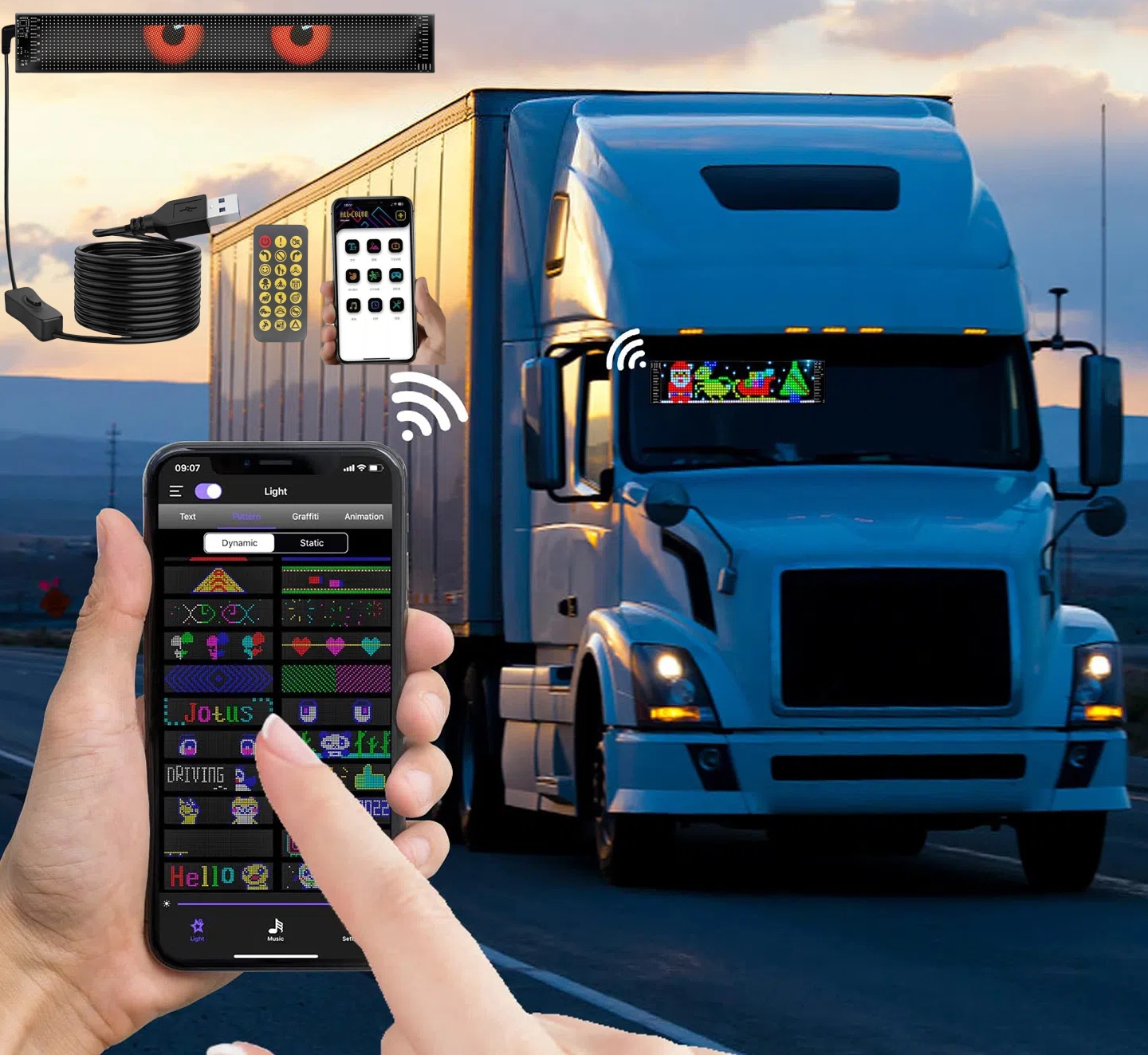 Automobilová Led lampa Ďábelské oči 59x12 cm