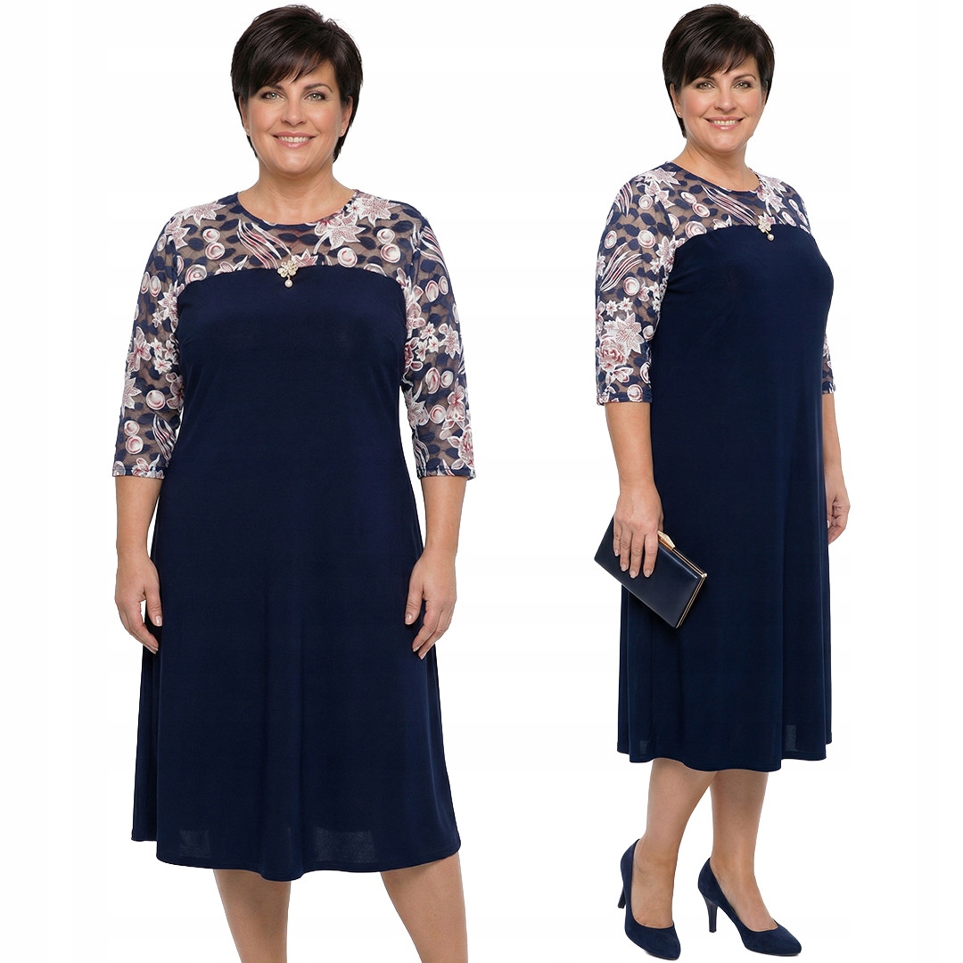 Tmavě modrá šaty s vínově bílými vzory a velikostí velikost 60/62