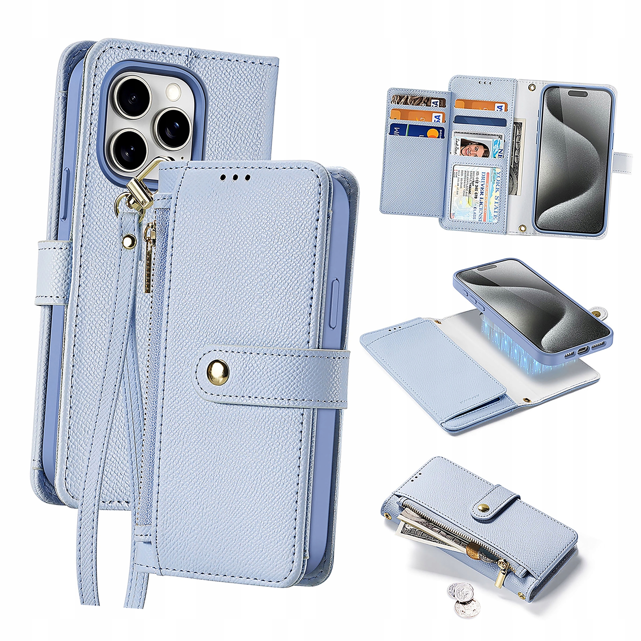 Etui skórzane Dux Ducis Lawa do iPhone 15 Pro niebieskie