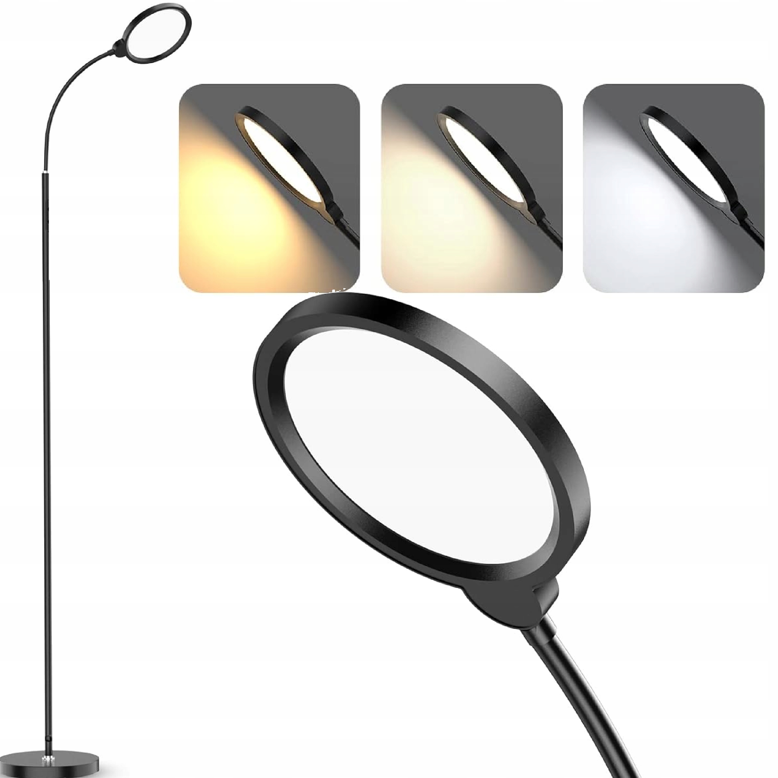 Moderní 12W stojací Led podlahová lampa s širokým stínidlem dálkový ovladač lampa 168 cm