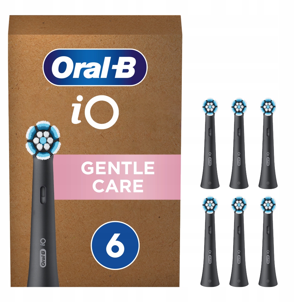 Oral-B iO Gentle Care Końcówki do szczoteczek wymienne czarne, 6 sztuk