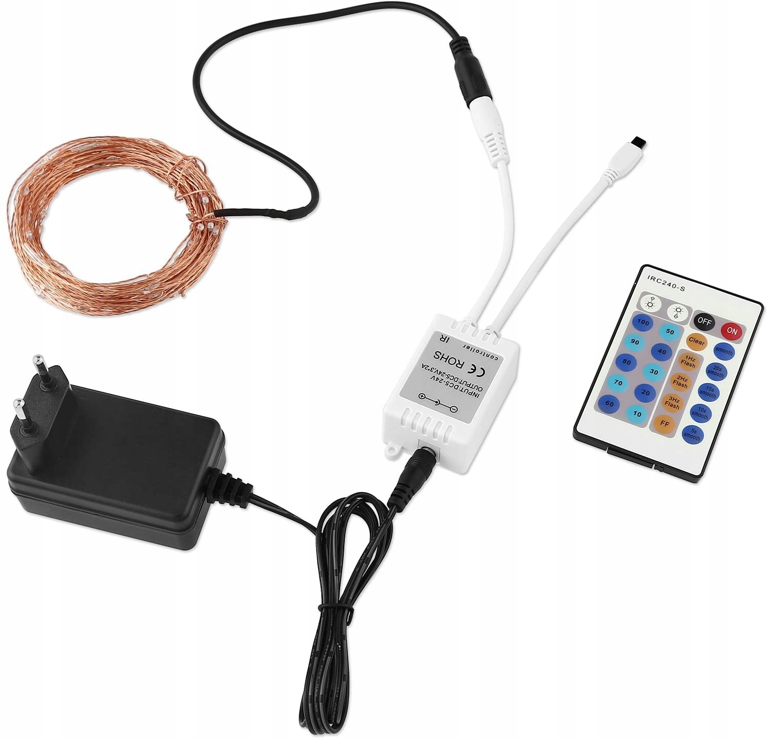 AUKEY TAŚMA LAMPKI 10 METRÓW RGB Z PILOTA 230V Długość 10 m