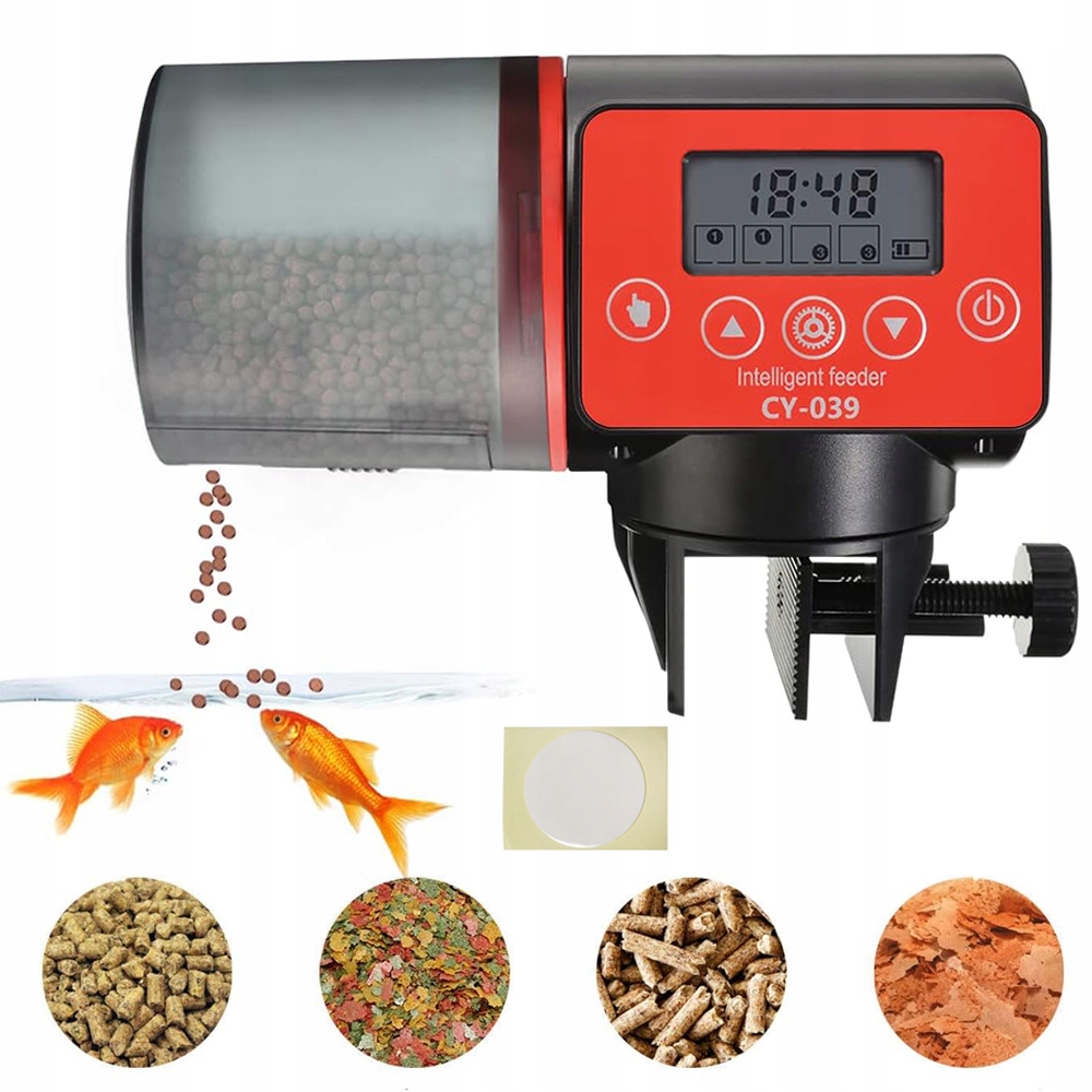 Levně Automatické krmítko Dávkovač krmiva pro ryby do akvária 4 Krmení 200 Ml