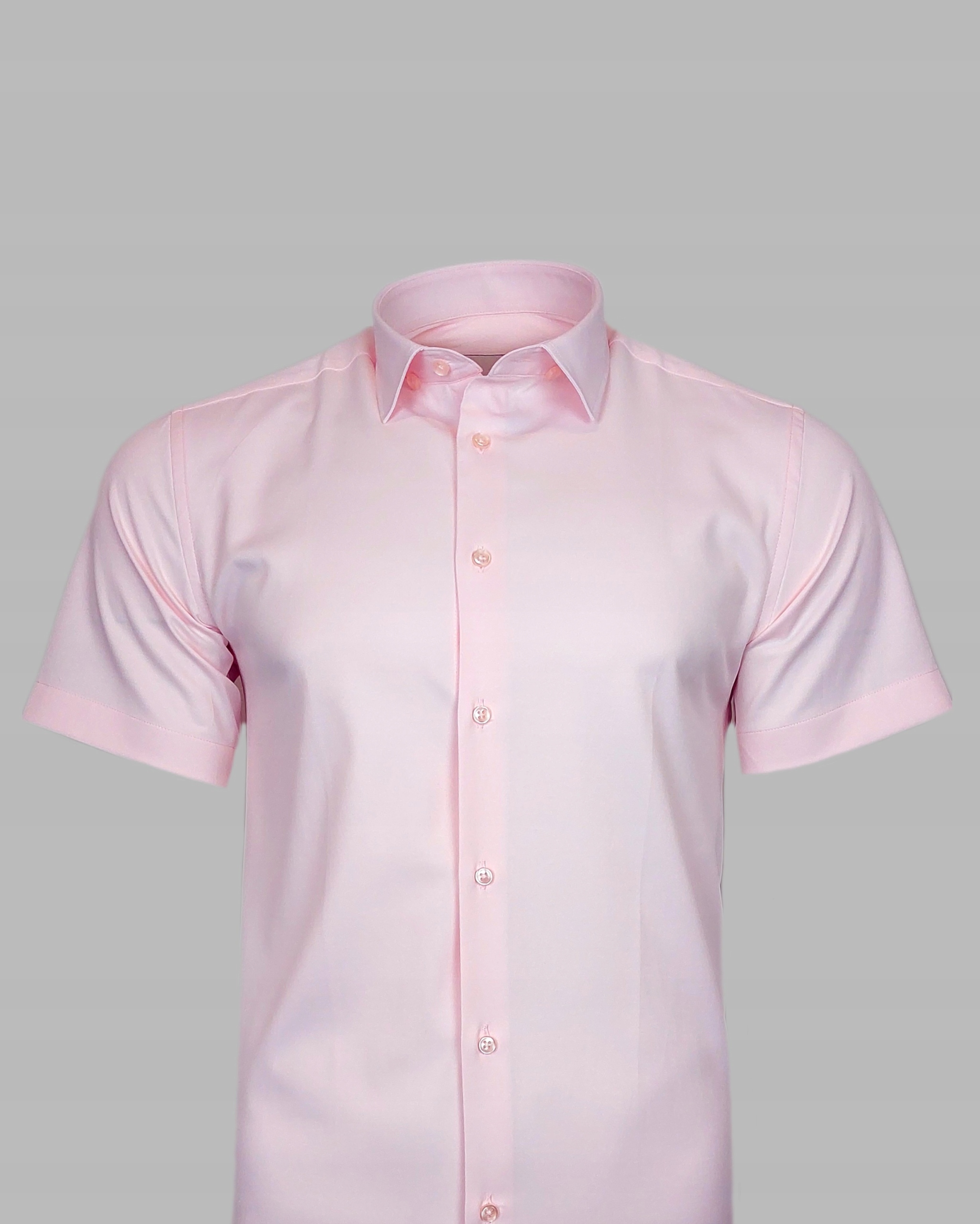 Koszula męska dopasowana Różowa SLIM FIT krótki rękaw Bawełna r. L Rozmiar kołnierzyka L