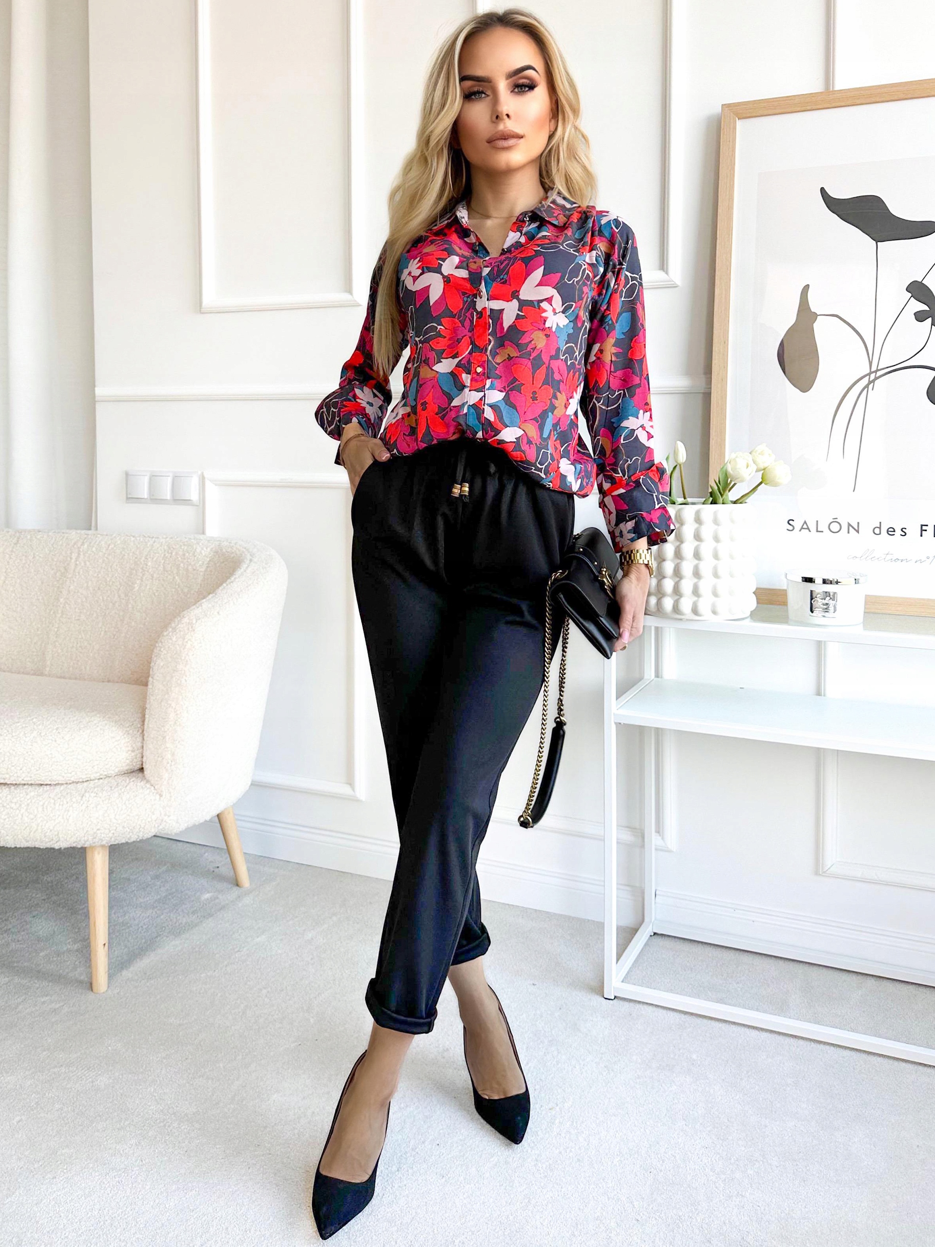 Elegancka KOSZULA DAMSKA bluzka stylowy wzorzysty print kwiaty PLUS SIZE Marka Awanti