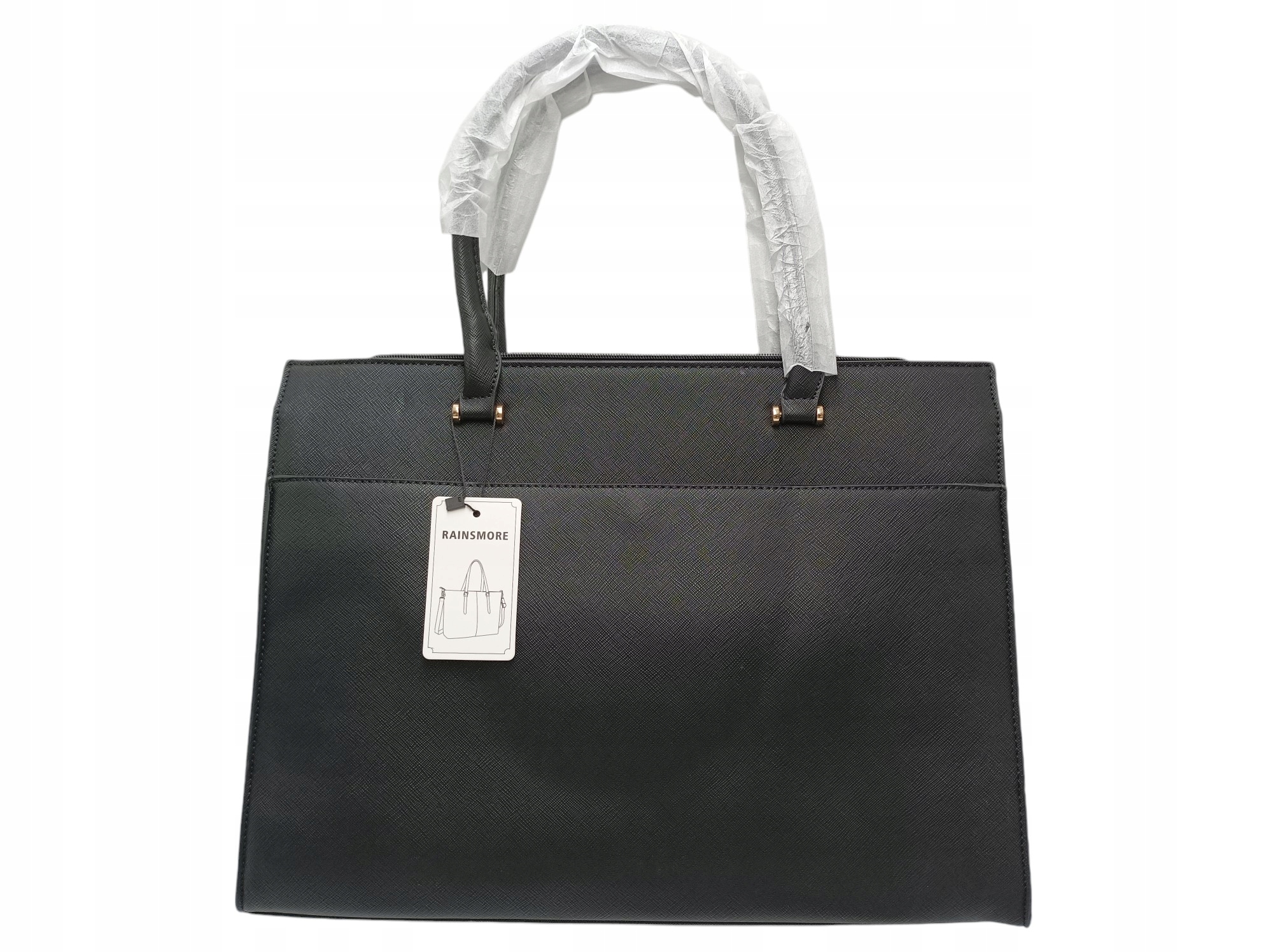 Rainsmore, czarna torebka damska na laptopa 15,6"