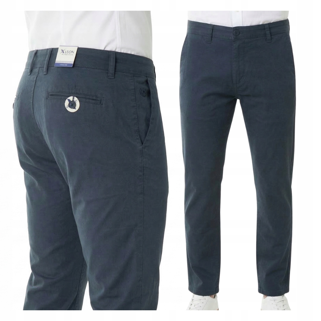 Spodnie Materiałowe niebieskie Gładkie Klasyczne wiosna-lato W32