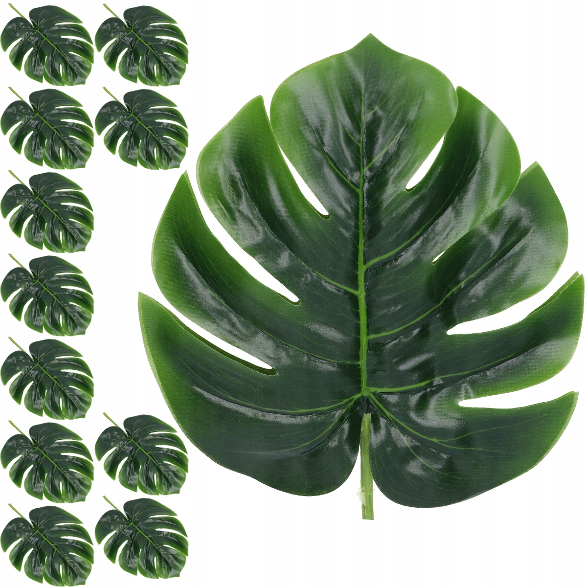 LIŚĆ SZTUCZNE LIŚCIE GAŁĄZKI NA STROIK DUŻA MONSTERA 60cm 12szt