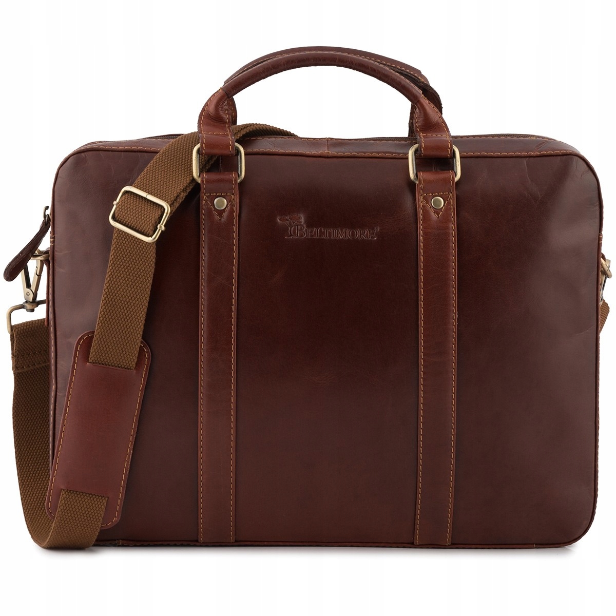 Pánská kožená taška přes rameno pro notebook velká koňaková obchodní Beltimore N0